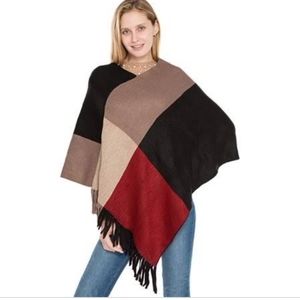 Pinklicious Women's Poncho Shawl Hoodie Patchwork  One Size Fits Most